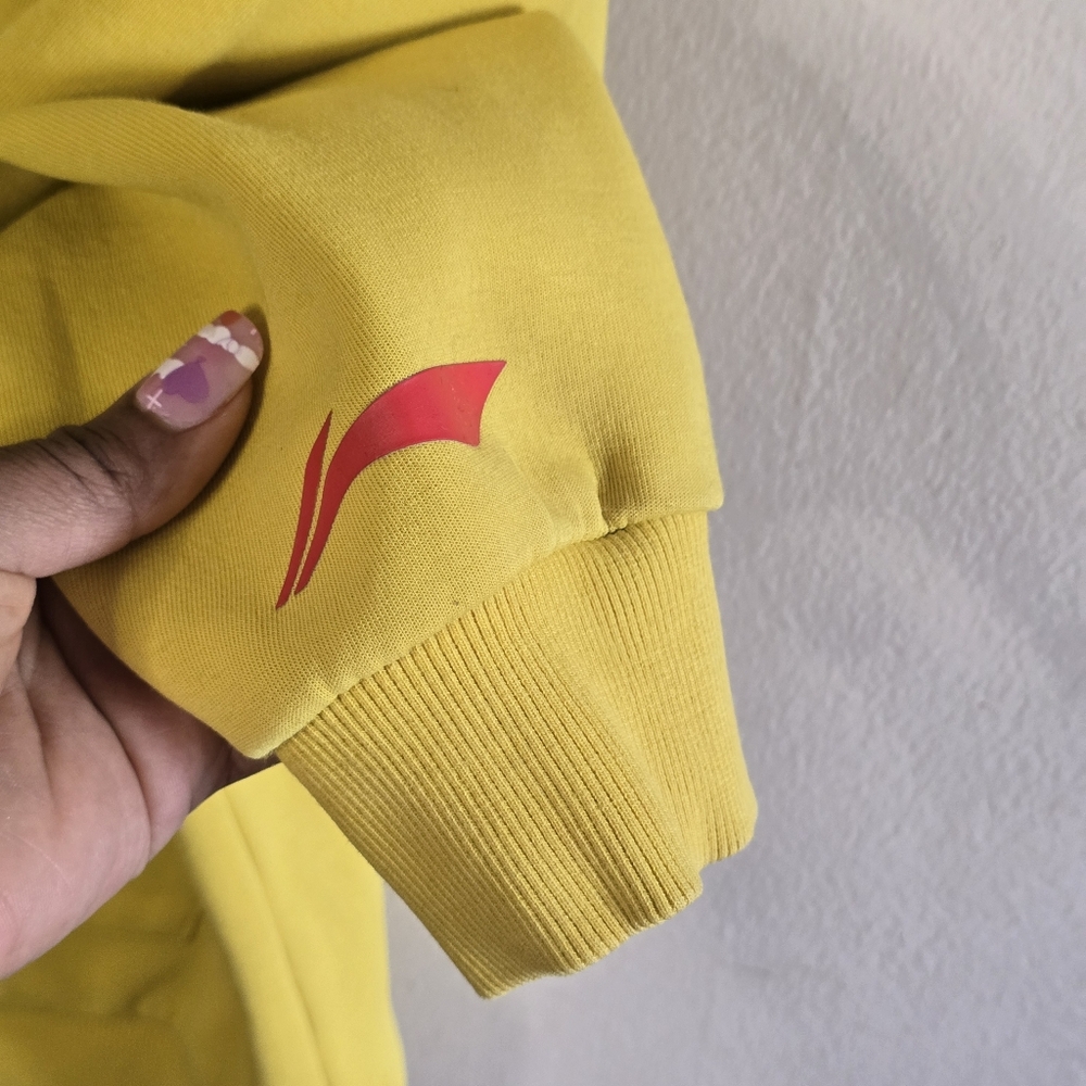 Li-Ning Young N Rich Hoodie Men's M Yellow Retro Graphic Streetwear Gymnast 90s - Picture 12 of 16